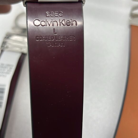 Calvin Klein Women's Two-in-One Reversible CK Monogram Plaque Buckle Dress Belt - Picture 8 of 9